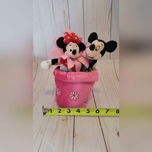 Valentine minnie disney store flower pot plush & mickey mouse book marker